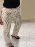  MQTIME  -  Fashion Polka Dot Printed Long Pants For Women Elegant Zipper Mid Waist Straight Leg Trouser Female Street Chic Slim Pencil Pant