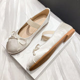 MQTIME  -  Stylish New Round Toe Bow Satin Ballet Flat Women's Shoes