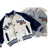 MQTIME  -  Autumn Spring Infant Baby Boy Baseball Uniform Loose Letter Bear Embroidery Little Boy Jacket Cotton Spliced Sleeve Kid Boy Coat