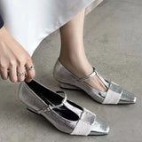 MQTIME  -  Animal-Print T-Strap Buckle Chunky-Heel Women's Pumps and Heels Elegant Pointed-Toe Mary Jane Shoes Comfortable Work High Heels