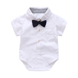MQTIME  -  Baby Boy Summer Formal Clothes Set Bow Wedding Birthday Boys Overall Suit White Romper Shirt Toddler Gentleman Outfit