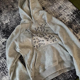 MQTIME  -  American retro gray star hooded sweatshirt autumn casual long sleeved hoodie top versatile