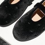 MQTIME  -  Red Velvet Buckle Strap Mary Janes Shoes Women Elegant Spring Autumn Flannel Flats Shoes Black Casual Ladies Shoes Footwear New