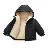 MQTIME  -   Winter Children Thickened Warm Jacket Boys Girls Fleece-lined Hooded Cotton Coat Soft Baby Sportswear Kids Outdoor School Outfit