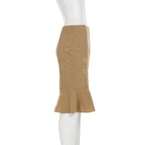 MQTIME  -  Vintage Embroidery Midi Skirts Female High-waist Side Split Fishtail Skirts Summer New Commute Streetwear Women's Skirt