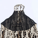  MQTIME  -  Women's Elegant Backless Animal Print Dress Casual Sleeveless Flowing Robe Summer Holiday Beach Wear New Fashion