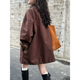 MQTIME  -  High-quality Oversized Stand-collar Trench Coat for Women, Lazy Style Minimalist Outerwear