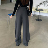 Mqtime Streetwear Y2K Irregular Loose Casual Pants Women Spring New High Waist Fashion All-match Solid Color Wide Leg Pants