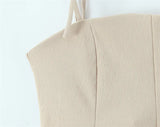 MQTIME  -  Women Fashion Brown Backless Bow Lace Up Side Zipper Camis Vintage Thin Straps Square Collar Female Chic Lady Tops