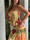 MQTIME  -  Wrinkle design slit summer fashion casual new dress beach vacation style backless strapless temperament dress