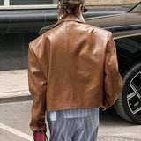MQTIME  -  Autumn and Winter New Suit, Collar Leather Jacket Jacket Feminine Design Sense and Fashionable Temperament
