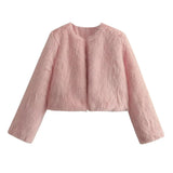 MQTIME  -  Faux Fur Short Coats Women Casual Solid Long Sleeved Fluffy Fox Fur Jacket Female Autumn Winter Fashion High Street Outwear