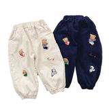 MQTIME  -  Spring Little Boys Sports Pant Cotton Cartoon Bear Embroidery Infant Baby Boys Casual Pant Loose Elastic Waist Kid Boy Pant