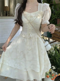 MQTIME  - Chic and Elegant Woman Dress Puff Sleeve Chiffon Dress 2024 New Summer Fairy Dress One Piece Korean Style Summer