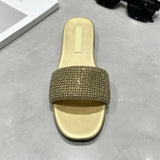 MQTIME  -  Summer New Women's Shoes Exquisite Rhinestone Flat Slippers for Woman Fashion Vacation Casual Shoes Designer Shoe Zapatos Mujer