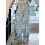 MQTIME  -  Two-piece Style with Lace Waist Straight Plaid Pant Cute Trousers Women fairycore 2000s grunge aesthetic korean cloth plus size