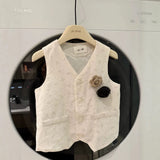  MQTIME  -  Boys' Suit Spring and Summer New Children's Wear Korean Style Boys and Girls Casual Simple Corset Vest Shorts Two Sets