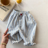 MQTIME  -  Summer New Children Striped Capri Pants Boys Girls Casual Pants Baby Thin Cotton Mosquito-proof Pants Kids Loose Trousers