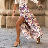 MQTIME  -  New Casual High Street Pleated Bohe Half Skirts Women Elegant Long Party Skirts 2025 Fashion Floral Printed Loose Holiday Skirts