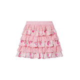 MQTIME  -  Spring and summer new printed heavy industry lace shirt A-shaped big pendulum vacation cake skirt