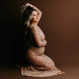 MQTIME  -  ﻿ Maternity Dress Photoshoot sexy diamond Mesh See-Through Summer Dresses Pregnancy Round Neck Baby Shower Clothes Shooting Gown