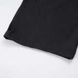  MQTIME  -  Women's Elegant Black Cold Shoulder Top with Draped Neckline Ruched Waist Short Flared Sleeves Casual & Chic Crop Clothes