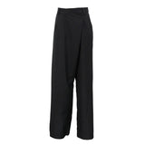  MQTIME  -  New Retro Niche Design Sense Irregular High Waist Wide Leg Pants Versatile Loose Commuter Trousers