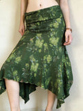 MQTIME  -  Mori Girl Style Low Waist Flower Print Irregular Vintage Folds High Strecth Skirts