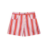  MQTIME  -  Women Fashion Stripe Bermuda Shorts Vintage High Waist Casual Loose Shorts Summer Female Holiday Short Pants