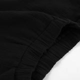 MQTIME  -  2 Pieces Short Sets Femme Black Sets Lace-up Cotton Solid Color Holiday Outfits Two Pieces Beach Summer Tracksuit