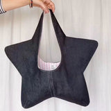 MQTIME  -  Y2K Street Style Women Star Shaped Underarm Tote Bag Creative Solid Color Novelty Design Large Capacity Daily Travel Handbag