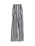 MQTIME  -   Autumn Winter Women Striped Trousers Streetwear Holiday High Waist Loose Wide Leg Flare Pants For Women