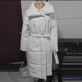 MQTIME  -  New in Winter Women Loose Parkas Elegant Fashion Coats Oversized Warm Long Belt Puffer Jackets Ladies Cotton Padded Jacket