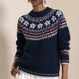 MQTIME  -  Autumn Winter Soft Warm Long Sleeved Sweater Top Fashion Christmas Sweaters Female O Neck Jacquard Loose Knitted Sweater