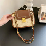 MQTIME  -  Color Block Chain Single Shoulder Crossbody Bag for Women, New High-Quality Texture Niche Handbag