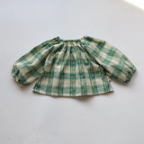 MQTIME  -  Summer Baby Clothes Set Vintage Style Green Big Plaid Baby Girl Suit Toddler Blouse and Bloomer 2 Pcs