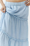 MQTIME  -  Low Waist Plain Skirts Low Waist Layered Maxi Skirts Ruffled Candy Color Sweet A-line Skirt Macaron Color Soft Skirt
