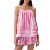 MQTIME  -  Women Y2k Aesthetic 2 Piece Outfits Sets Sexy Sleeveless Loose Cami Tops Wide Leg Shorts Loungewear Striped Summer Shorts Sets