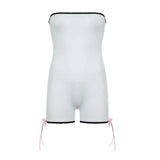 MQTIME  -  American Style Sexy Lace Trim Belted Slimming Crop Top Romper Spring Summer New Outerwear Versatile Pants for Women