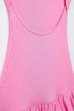  MQTIME  -  Women Elegant Solid Mini Dress Turtleneck Backless Sleeveless Slim Dresses Summer Woman Party Pink Ball Gown Dress