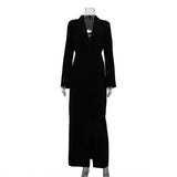 MQTIME  -  Spring and Autumn New Party Dress Skirt Women's High-end V-neck Long Sleeve Temperament High-waisted Slit French Dress