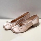 MQTIME  -  Spring Summer Luxury Satin Bowknot Split toe Women Pumps Ballet Style Fashion Pleated Tabi Low Heeled Casual Loafers Lazy shoes