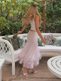 MQTIME  -  Women's Fashion Polka Dot Asymmetrical Hem Party Dress, Boho Style Midi Skirt, Sexy and Trendy, Perfect for Evening Events