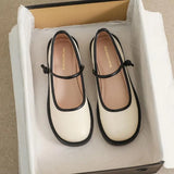 MQTIME  -  New Autumn Mary Jane Shallow Women Flat Shoes Fashion Round Toe Shoes Flat Heel Casual Soft Leather French Shoe Size 43