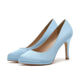 MQTIME  -  White Satin Round Toe High Heels Comfortable Work Shoes Platform Wedding Pumps Women Size