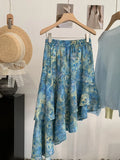 MQTIME  -  Summer Vacation Irregular Flower Print High Waist A-LINE Patchwork Fashion Skirts