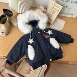  MQTIME  -  Winter Kids Baby Girls Parkas Hooded Cartoon Printed Thicken Warm Toddler Girls Cotton Coat Windproof Infant Girl Outerwear Coat