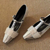 MQTIME  -  Animal-Print T-Strap Buckle Chunky-Heel Women's Pumps and Heels Elegant Pointed-Toe Mary Jane Shoes Comfortable Work High Heels