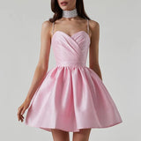  MQTIME  -  New Dress Pleated Suspenders Sexy Temperament Rhinestone Skirt