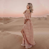 MQTIME  -  Pleat Chiffon Maternity Photo Shoot Long Dress Summer Baby Shower Long Dress Pregnant Woman Photography Maxi Dresses